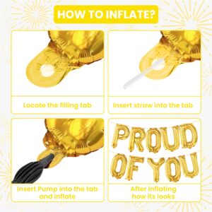 KatchOn, Gold Proud of You Balloons - 16 Inch | Proud of You Banner, Congratulation Balloons for Gold Graduation Decorations Class of 2024 | Gold Graduation Balloons 2024, Congratulations Decorations