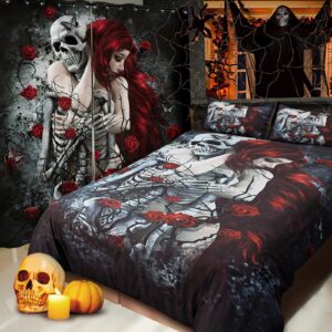 duvet cover full skull bedding - 3 of set love never dies duvet cover with zipper closure, super soft, fashion, zhh