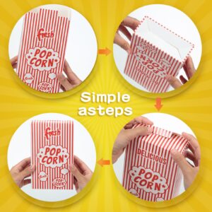 Sherr 400 Pieces Popcorn Boxes 1.25 oz Paper Close Top Popcorn Container Bags Bulk Red and White Striped Popcorn Cups Holder for Snack Movie Party Theater Night Birthday Carnival Circuses Supplies