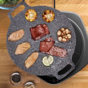 LynsaTac Korean BBQ Grill Pan - Portable 13.4 IN Non-Stick Aluminum Korean Grill Pan - Round Stove Top Grill for Indoor Outdoor