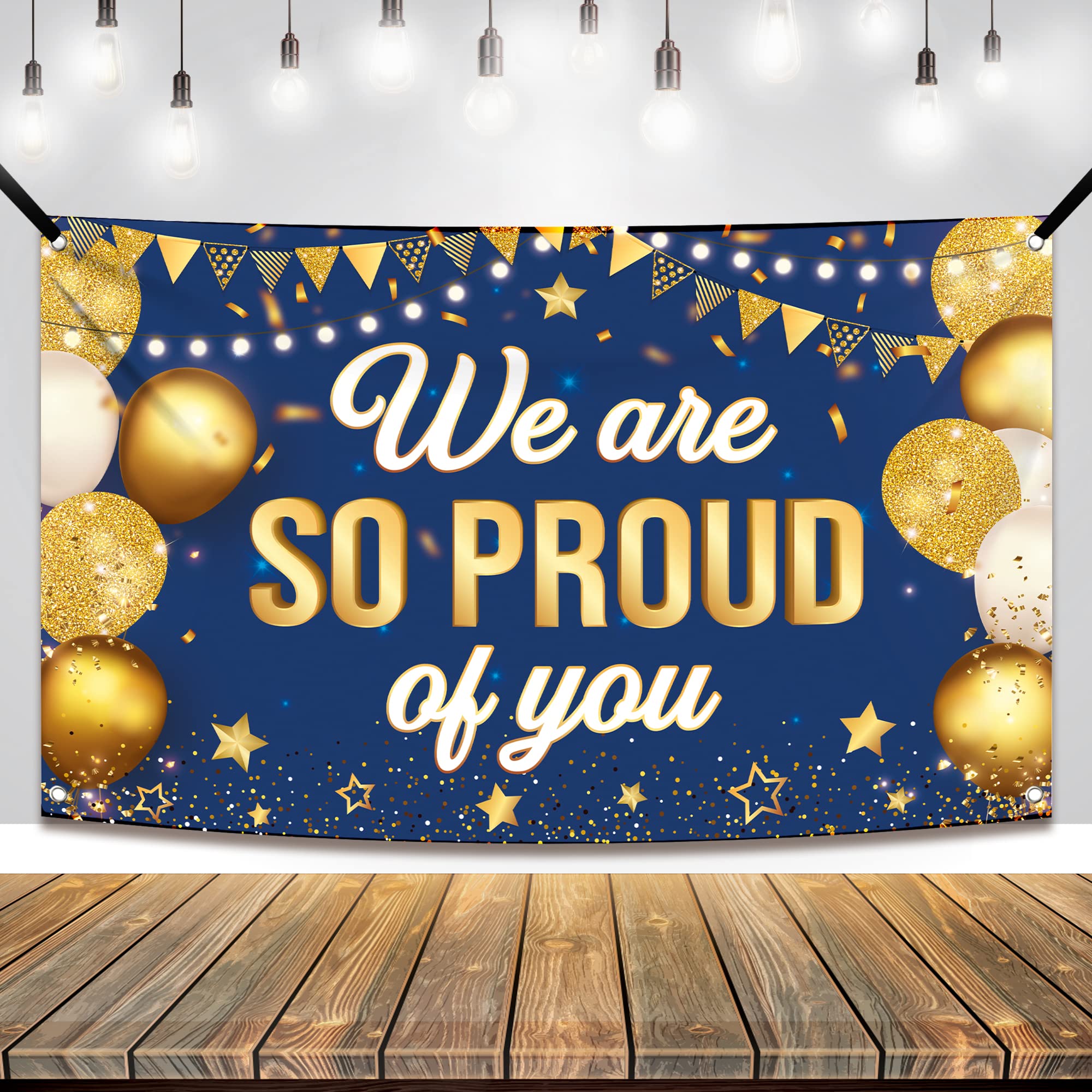 KatchOn, Blue We are So Proud of You Banner - XtraLarge, 72x44 Inch | Graduation Banner, Congratulations Decorations | Graduation Backdrop 2024, Graduation Decorations Class of 2024 Blue and Gold