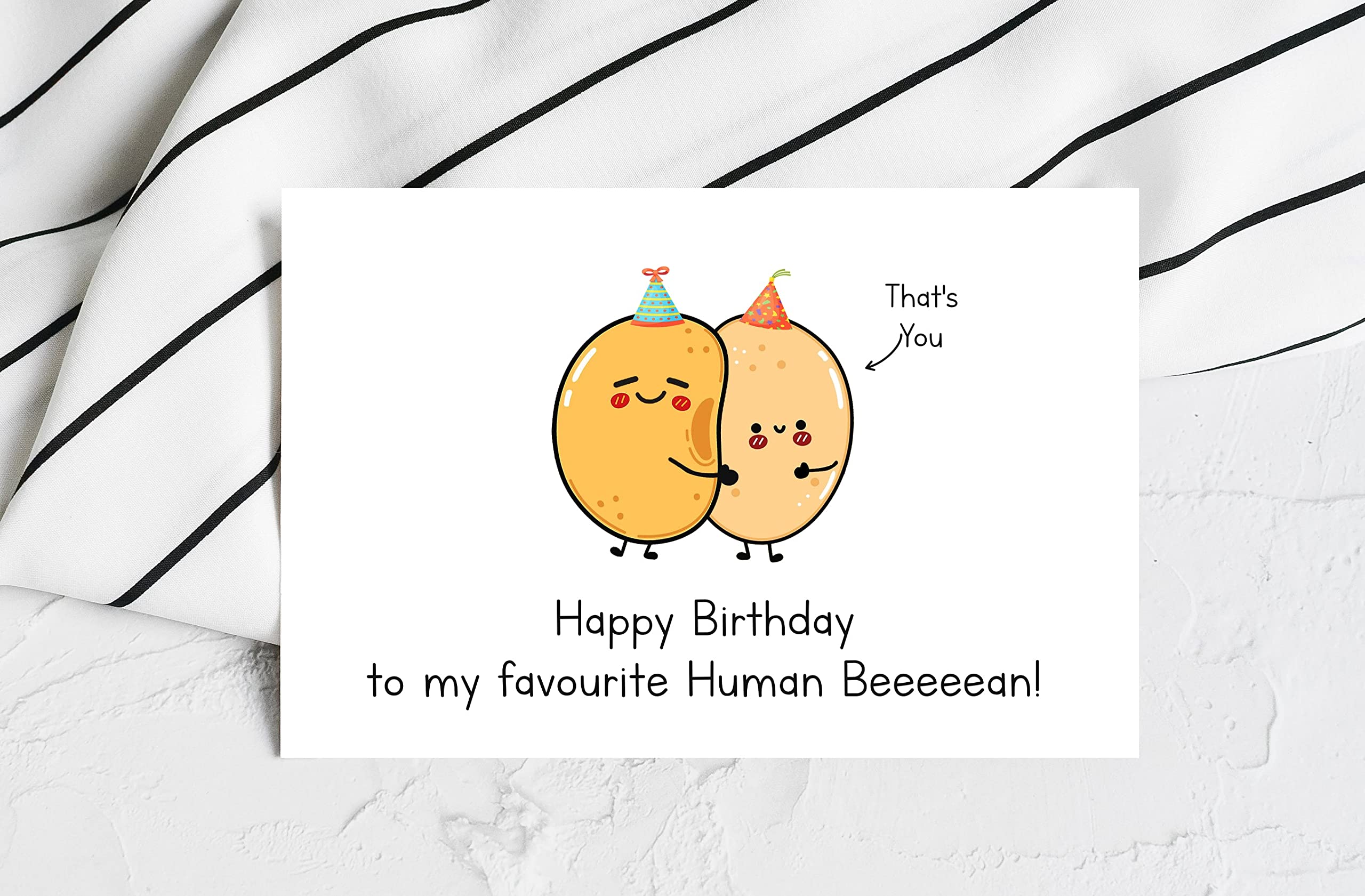 Happy Birthday To My Favourite Human Beeeeean - Funny Baked Bean Birthday Card - Birthday Bean Card - Card Gift For Your Best - Friend - Family - Lover - Partner - Husband - Wife