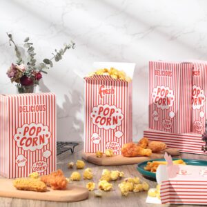 Sherr 400 Pieces Popcorn Boxes 1.25 oz Paper Close Top Popcorn Container Bags Bulk Red and White Striped Popcorn Cups Holder for Snack Movie Party Theater Night Birthday Carnival Circuses Supplies