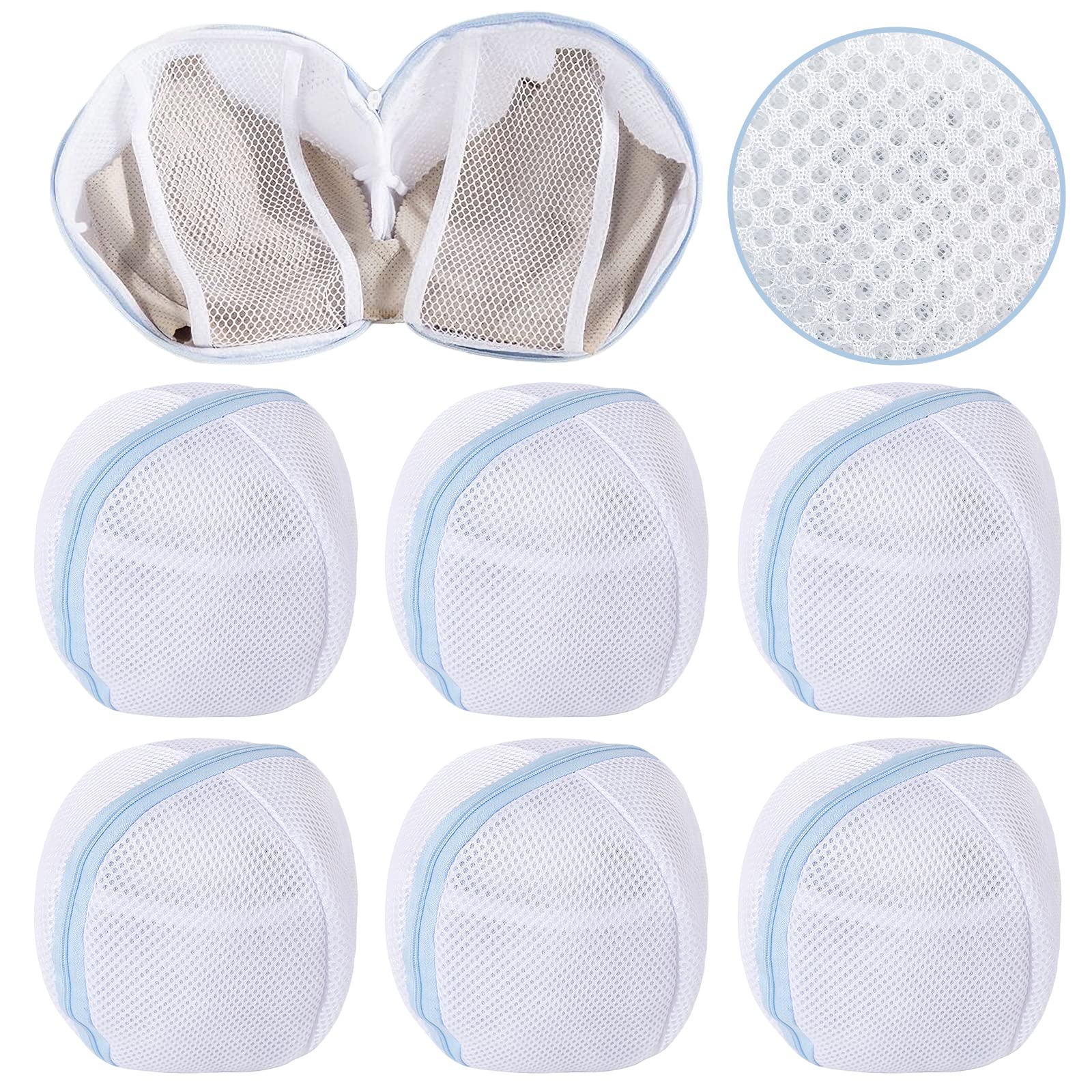 6 Pcs Bra Washing Bags,Mesh Wash Bags,Bra Laundry Bags for Washing Machine,Underwear Brassiere Washing Bags,Lingerie Bags for Washing Delicates(Blue)