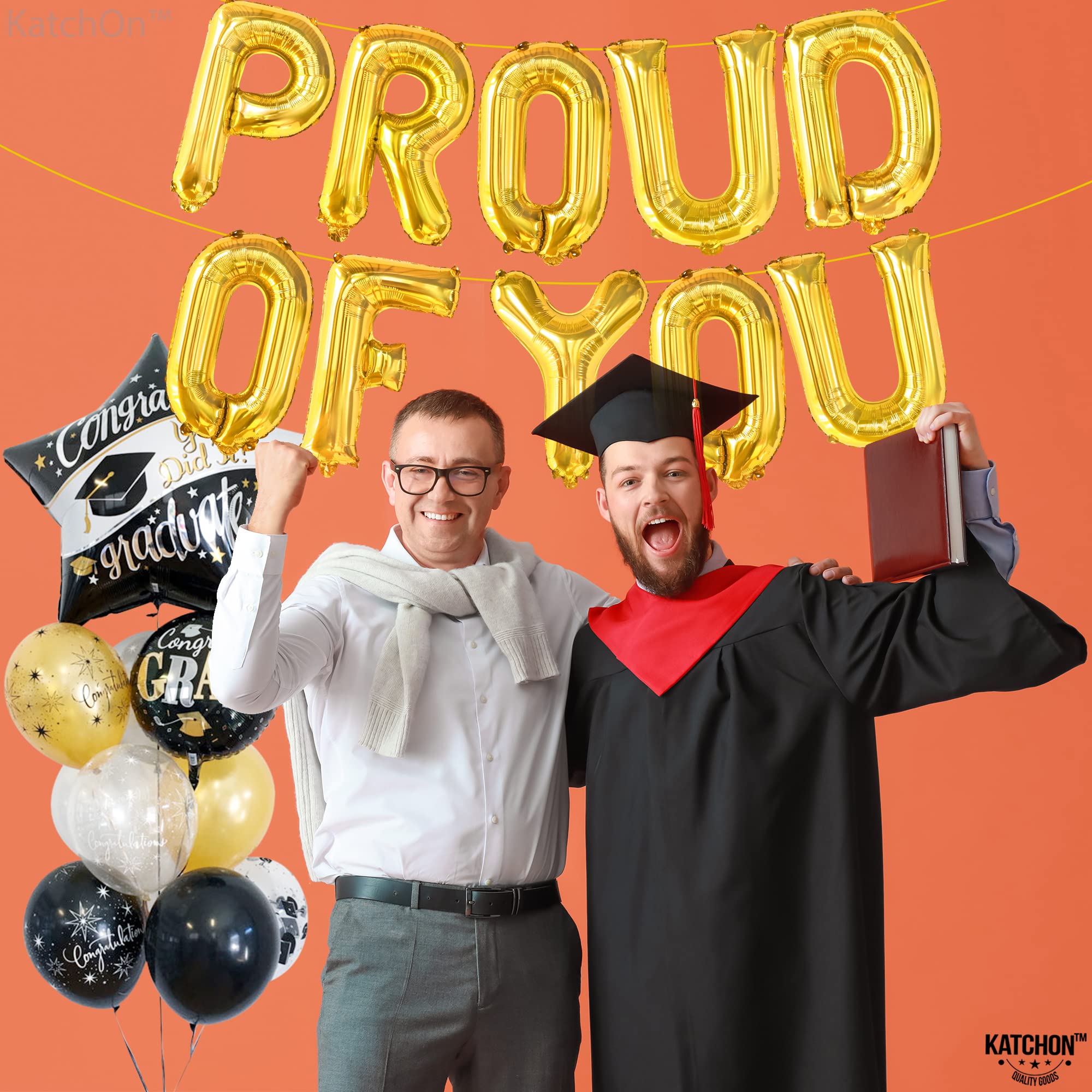 KatchOn, Gold Proud of You Balloons - 16 Inch | Proud of You Banner, Congratulation Balloons for Gold Graduation Decorations Class of 2024 | Gold Graduation Balloons 2024, Congratulations Decorations