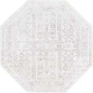 Unique Loom Oxford Collection Area Rug - Magdelan (7' 1" Octagon, Cream/ Ivory)