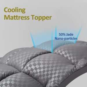 TopTopper Mattress Topper Twin XL, Cooling Mattress Pad Cover for Hot Sleepers, Extra Thick 5D Snow Down Alternative Overfilled Plush Pillow Top with 8-21 Inch Deep Pocket -39"x80" Dark Grey