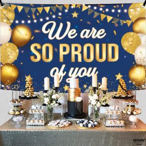 KatchOn, Blue We are So Proud of You Banner - XtraLarge, 72x44 Inch | Graduation Banner, Congratulations Decorations | Graduation Backdrop 2024, Graduation Decorations Class of 2024 Blue and Gold