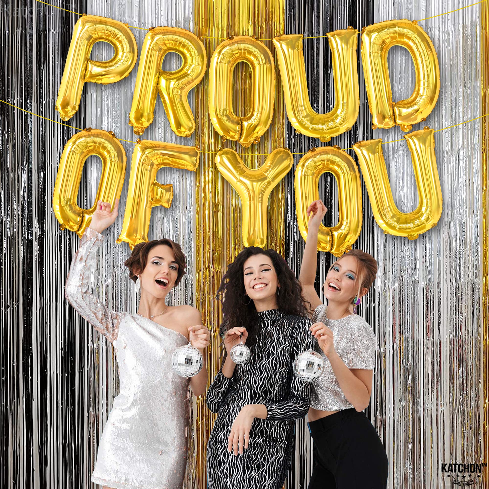 KatchOn, Gold Proud of You Balloons - 16 Inch | Proud of You Banner, Congratulation Balloons for Gold Graduation Decorations Class of 2024 | Gold Graduation Balloons 2024, Congratulations Decorations