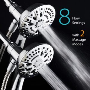 AquaDance New Magnetic Guidance Docking System - High-Pressure 8-setting Handheld Shower Head with Giant 5 inch Face, Magnetic Bracket, Extra-long 72 inch Stainless Steel Hose/All Chrome Finish