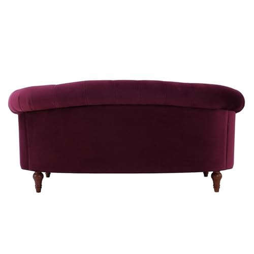 MAKLAINE Contemporary Hardwood 68.5" Loveseat in Burgundy