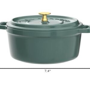 staub La Cocotte Round Z1025-988 Pico Cocotte Round Eucalyptus 5.5 inches (14 cm) Small, Both Handed Casting, Enameled Pot, Induction Compatible, Japanese Authentic Product with Serial Number