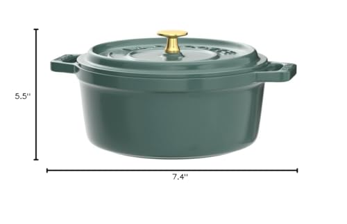 staub La Cocotte Round Z1025-988 Pico Cocotte Round Eucalyptus 5.5 inches (14 cm) Small, Both Handed Casting, Enameled Pot, Induction Compatible, Japanese Authentic Product with Serial Number