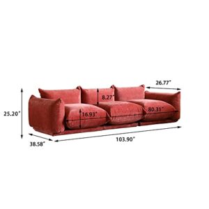 TIFLON Modular Sectional Sofa,104inch Minimalist Sofa Couch,Convertible Couch, Lovesofa Chenilleyarn 3 Seater Modern Living Room Sofa Sets for Office House-Red