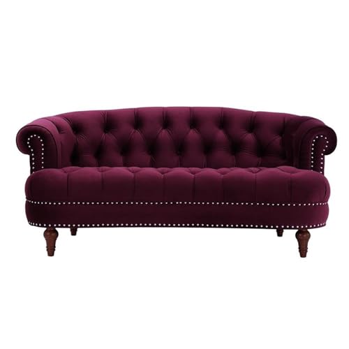 MAKLAINE Contemporary Hardwood 68.5" Loveseat in Burgundy