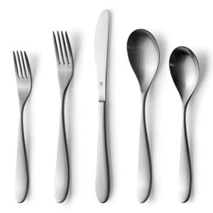 DANIALLI Modern Marettimo Silverware Set - 18/10 Stainless Steel Flatware Set for Elegant Dining - Dishwasher Safe Cutlery Set (60-Piece Matte)