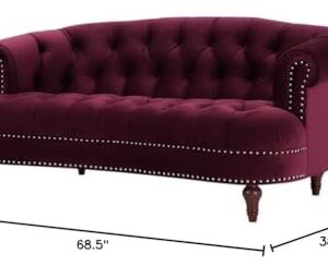 MAKLAINE Contemporary Hardwood 68.5" Loveseat in Burgundy