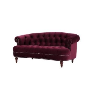 maklaine contemporary hardwood 68.5" loveseat in burgundy