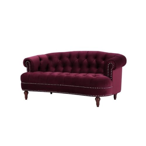 MAKLAINE Contemporary Hardwood 68.5" Loveseat in Burgundy