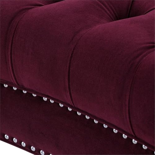 MAKLAINE Contemporary Hardwood 68.5" Loveseat in Burgundy