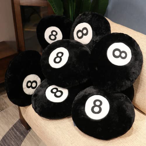 MOJUN 19.6" Simulation Black Billiards 8 Ball Plush Stuffed Soft Sport Round Sleeping Cushion Pillow for Home Bed Sofa Couch Decor, Kids Gift