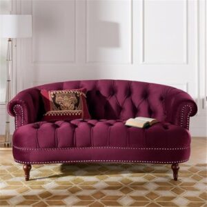 MAKLAINE Contemporary Hardwood 68.5" Loveseat in Burgundy