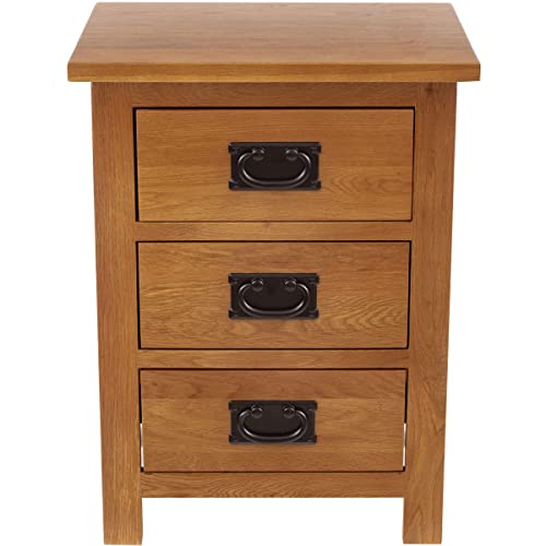 KendyOak 3 Drawers Rustic Bed Side Tables Wholesale Storage Modern Simple Nightstands Furniture Vendors 12.6x16.54x22.05 Inches