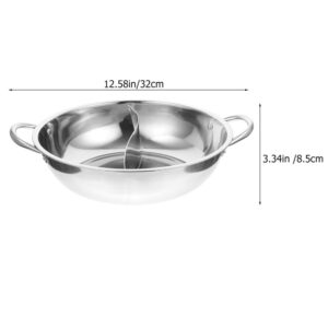 Cabilock Nonstick Frying Pan Double Flavor Hot Pot with Divider Stainless Steel Dual Sided Hot Pot Pan Household Divided Stock Pot for Induction Cooktop Gas Stove - 32cm Non Stick Frying Pans