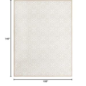 Unique Loom Rushmore Collection Area Rug - Johnson (9'x 12' 2" Rectangle, Snow White/ Beige)