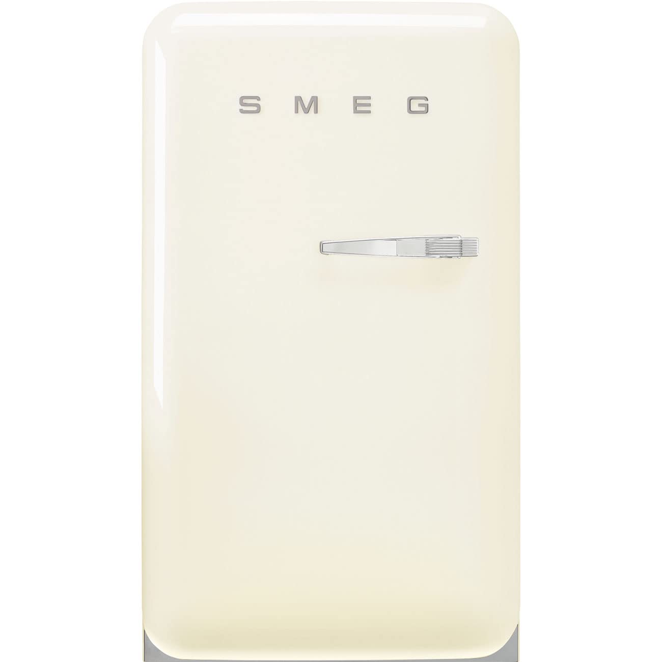 Smeg FAB10 50's Retro Style Aesthetic Refrigerator with 4.48 Cu Total Capacity, 2 Glass Shelves, LED Internal Light, 22-Inches, Cream Left Hand Hinge Made In Italy