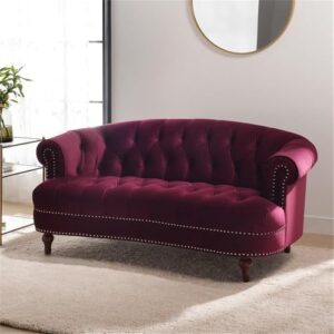 MAKLAINE Contemporary Hardwood 68.5" Loveseat in Burgundy