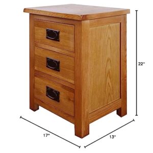 KendyOak 3 Drawers Rustic Bed Side Tables Wholesale Storage Modern Simple Nightstands Furniture Vendors 12.6x16.54x22.05 Inches