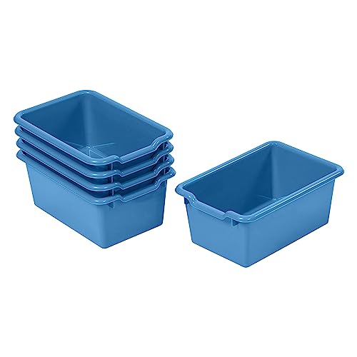 ECR4Kids Scoop Front Storage Bin, Multipurpose Organization, French Blue, 5-Piece