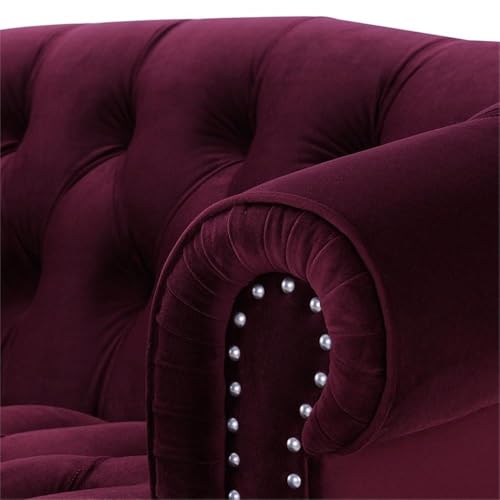 MAKLAINE Contemporary Hardwood 68.5" Loveseat in Burgundy