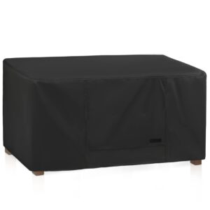 nettypro patio coffee table cover rectangular, waterproof outdoor furniture small side table cover rectangle, 48x26x18 inch, black