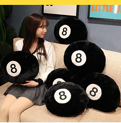 MOJUN 19.6" Simulation Black Billiards 8 Ball Plush Stuffed Soft Sport Round Sleeping Cushion Pillow for Home Bed Sofa Couch Decor, Kids Gift