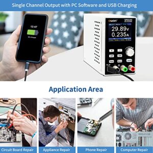 OWON SPE6103 Programmable Lab Power Supply (0-60V 0-10 A), 300w Bench DC Power Supply with 2.8inch LCD Display and Output Enable/Disable Button,Single Channel Output with PC Software and USB Charging