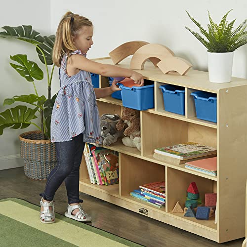 ECR4Kids Scoop Front Storage Bin, Multipurpose Organization, French Blue, 5-Piece