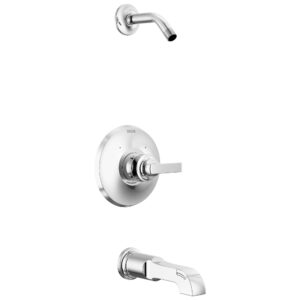 delta faucet tetra 14 series single-function chrome tub and shower valve trim kit, shower handle, delta shower trim kit, lumicoat chrome t14489-pr-lhd (shower head and valve sold separately)