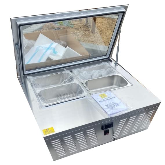 Gelato Freezer Display Case Dipping Cabinet Pan Ice cream Countertop White Frame 4 Pan DW-67L