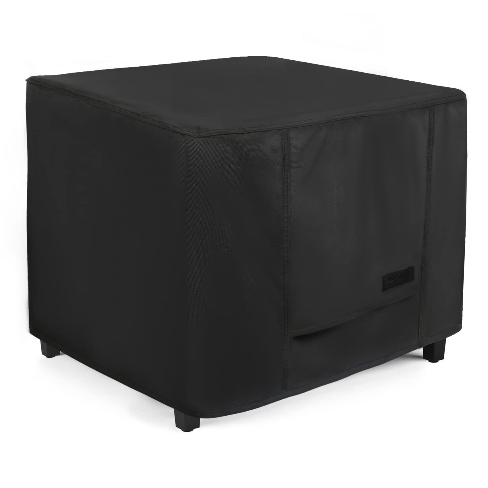 NettyPro Waterproof Patio Ottoman Cover Square Outdoor Furniture Side Table Cover, 24L x 24W x 20H inch, Black