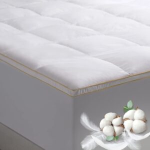 simmons feather bed full mattress topper with 230tc microfiber shell - skin friendly prime feather fiber baffle box mattress topper with 15” skirt for full size bed - plush mattress pad, 54”x75