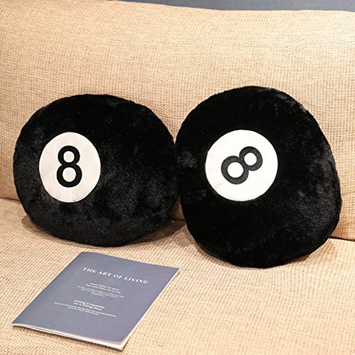 MOJUN 19.6" Simulation Black Billiards 8 Ball Plush Stuffed Soft Sport Round Sleeping Cushion Pillow for Home Bed Sofa Couch Decor, Kids Gift