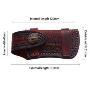 2PC Hand Made Carved Leather Sheath for Folding Knife Cover Pouch Belt Clip