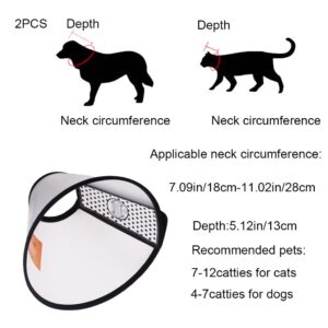 2 Pcs Cat Cone Dog Con,Adjustable Recovery Pet Cone,Fits Neck 7-11 inch Adjustable,Plastic Elizabethan Collar for Cats Kitten Small Dog After