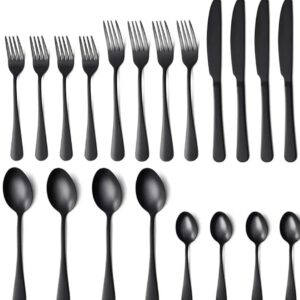 RBG Essentials Heavy-duty Stainless Steel Utensils Flatware Set, 20-piece Black Silverware Cutlery Set