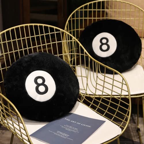 MOJUN 19.6" Simulation Black Billiards 8 Ball Plush Stuffed Soft Sport Round Sleeping Cushion Pillow for Home Bed Sofa Couch Decor, Kids Gift