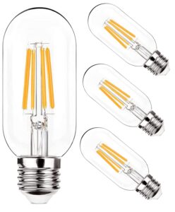 mmbgjkg dimmable t45 led edison bulb,2700k warm white,5w antique tubular led filament bulbs,60 watt equivalent e26 base,pack of 4