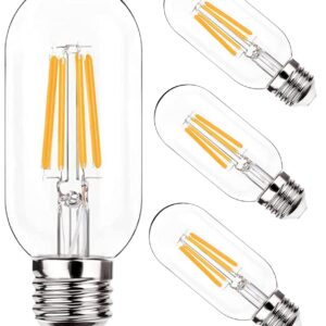 MMBGJKG Dimmable T45 LED Edison Bulb,2700K Warm White,5W Antique Tubular LED Filament Bulbs,60 Watt Equivalent E26 Base,Pack of 4