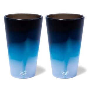 silipint: silicone pint glasses: 2 pack moon beam - 16oz unbreakable cups, flexible, sustainable, hot/cold, non-slip easy grip